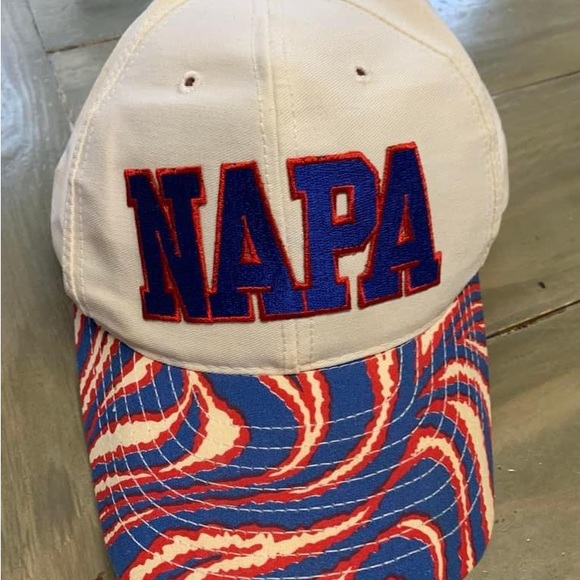Vintage 80/90s OS Napa Auto Parts red/blue Embroider logo patch SnapBack cap - Picture 4 of 5